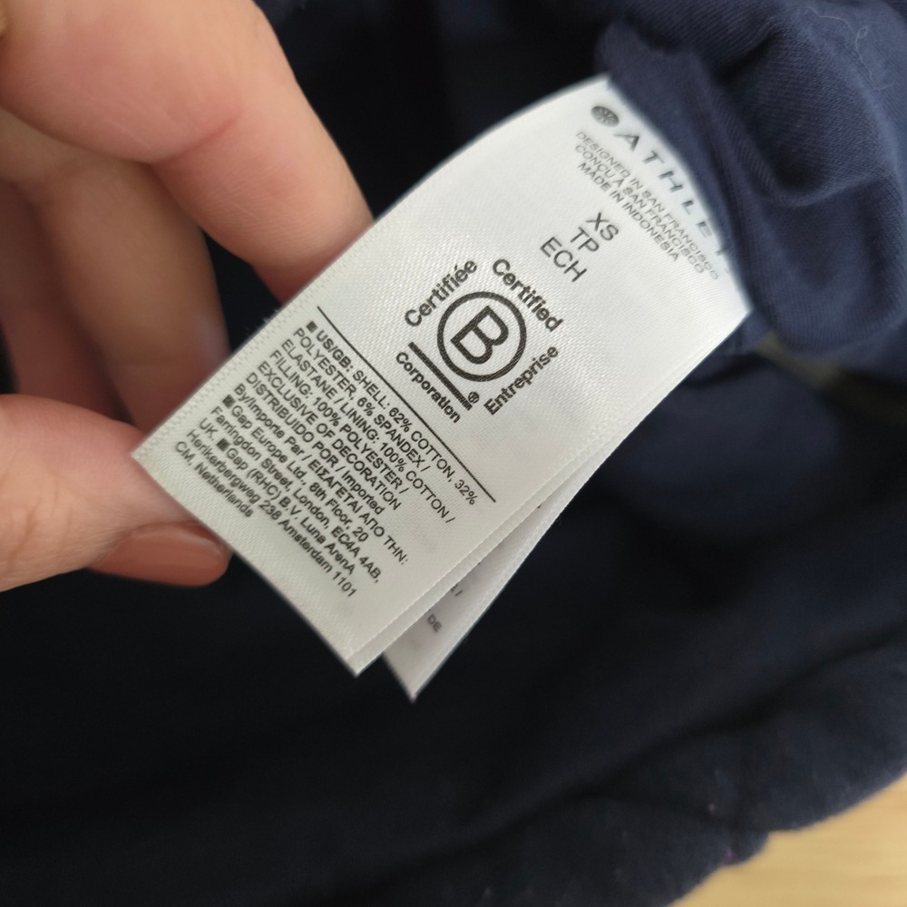 Athleta Quilted Crewneck Sweatshirt Navy Blue XS Long Sleeve Casual Athleisure - Picture 4 of 9